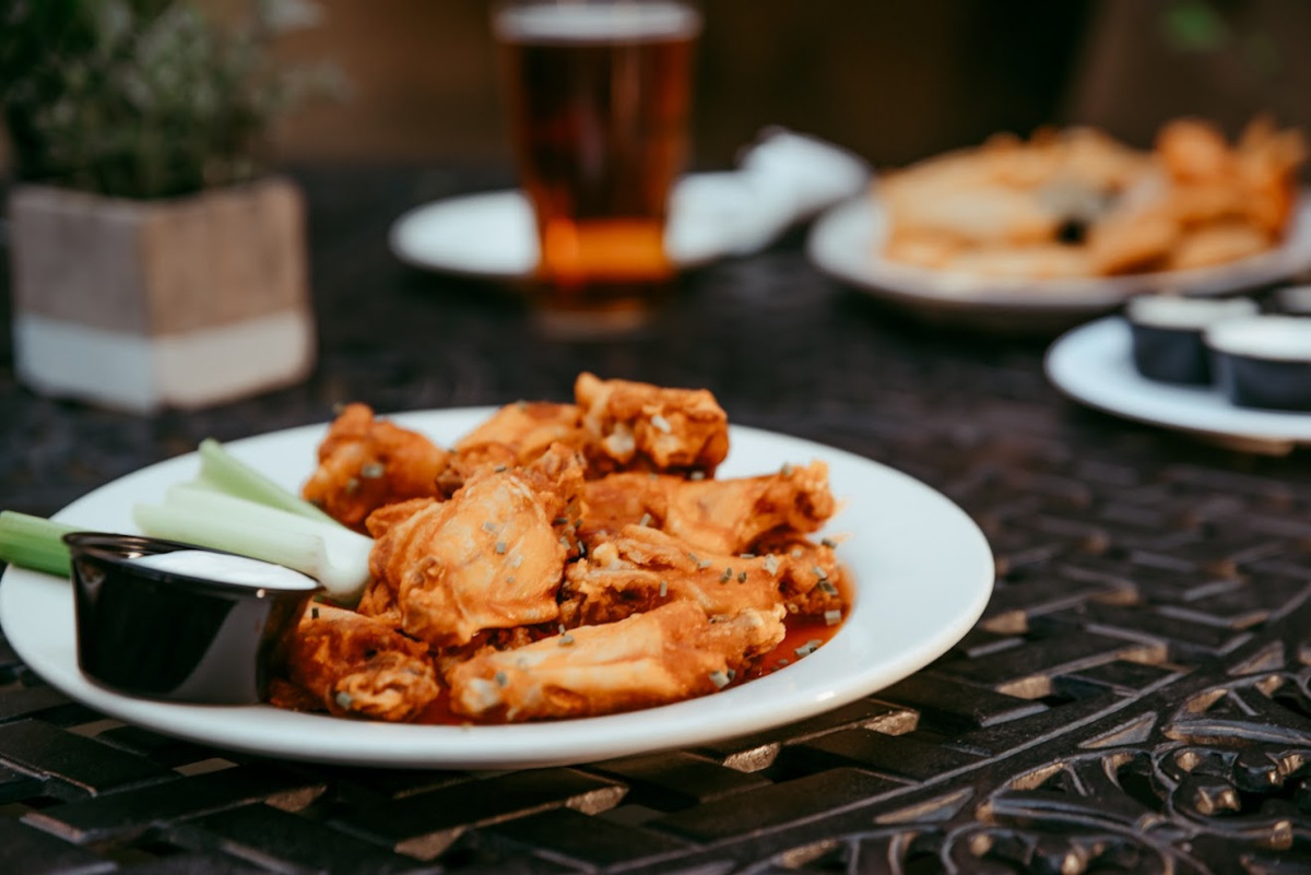 Grilled chicken, dip on the side